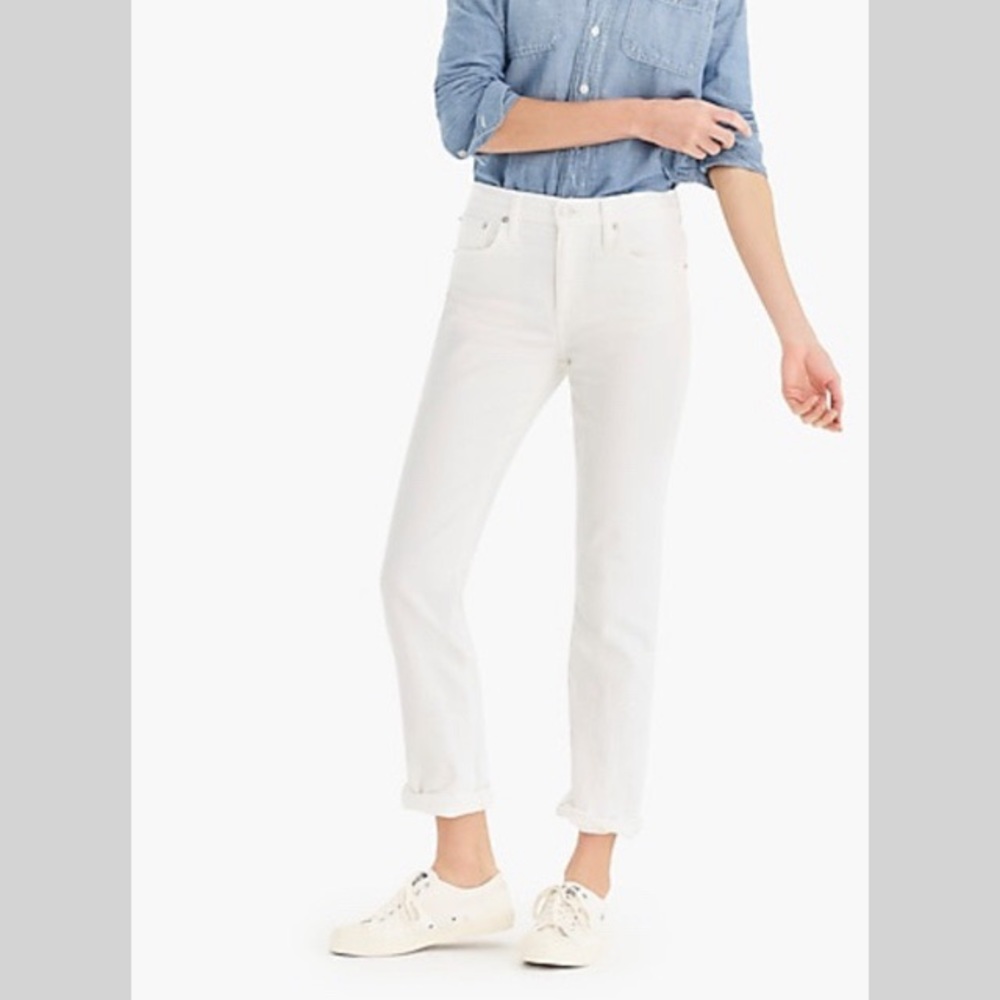 J Crew Slim Broken In Boyfriend Jean in White 🤍